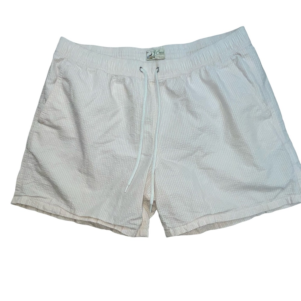 J.Crew Mens Swim Trunks Pink Seersucker Striped Mesh Lined Preppy Beach L